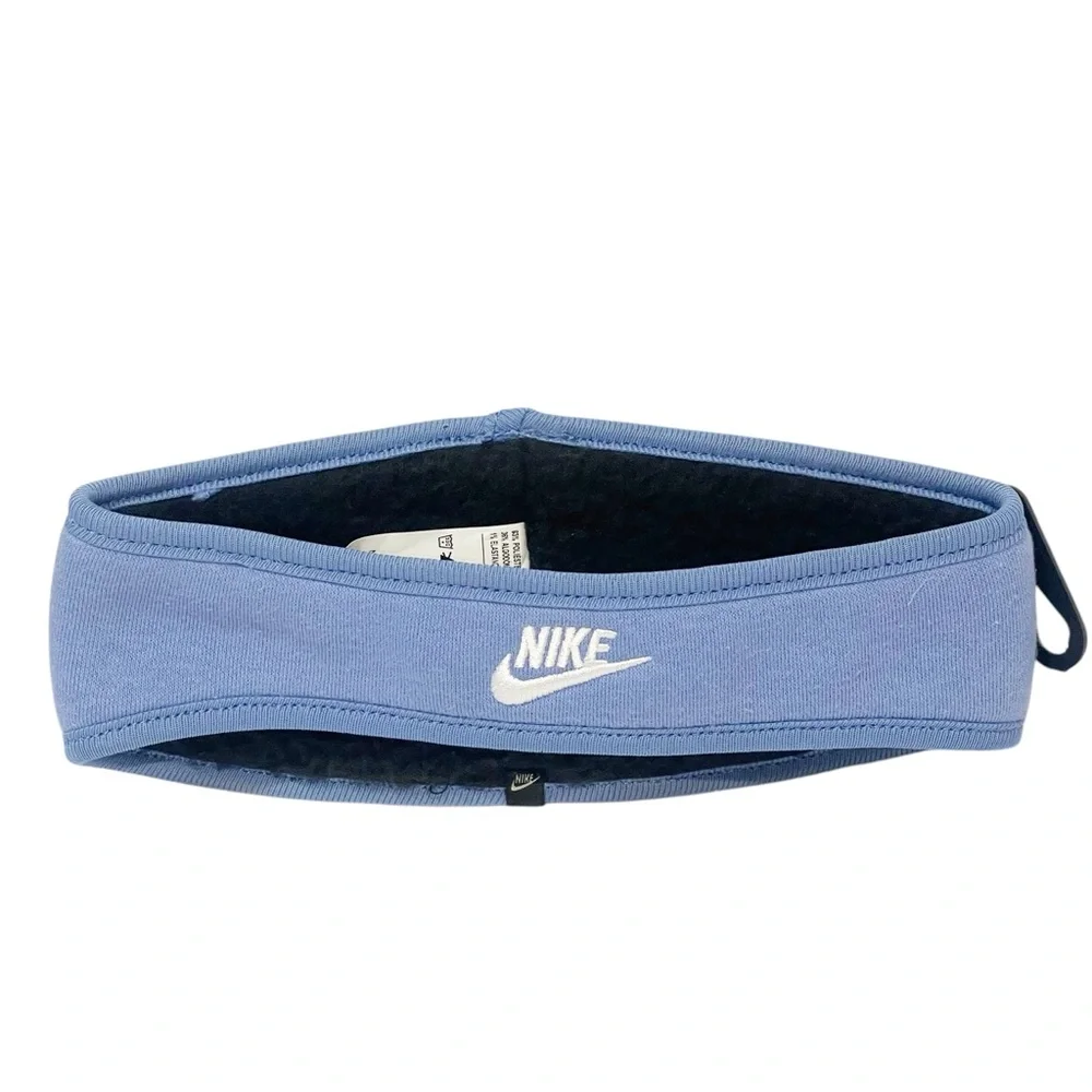 Nike Headband Youth OSFM Club Fleece Blue White Running Outdoor Cold Weather NEW